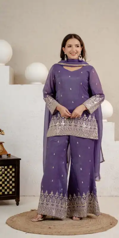 MD 3103 Lavender Crunchy Silk Salwar Suit with Embroidery Work & Sequins Work. Exclusive Offer ₹2399. Delivery 4-6 Working Days. Shop now. | Jump Suits, Salwar suit, Casual Suits, Creative suits, Designer Suits, Palazzo Suits, Party Wear Suits, Patiala Suits, Straight Suits