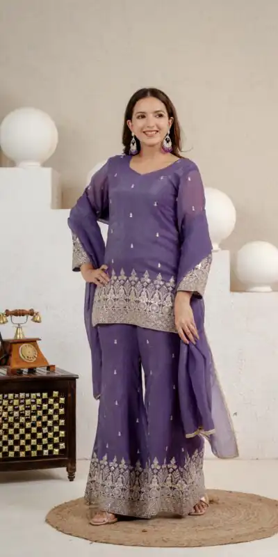 MD 3103 Lavender Crunchy Silk Salwar Suit with Embroidery Work & Sequins Work. Exclusive Offer ₹2399. Delivery 4-6 Working Days. Shop now. | Jump Suits, Salwar suit, Casual Suits, Creative suits, Designer Suits, Palazzo Suits, Party Wear Suits, Patiala Suits, Straight Suits