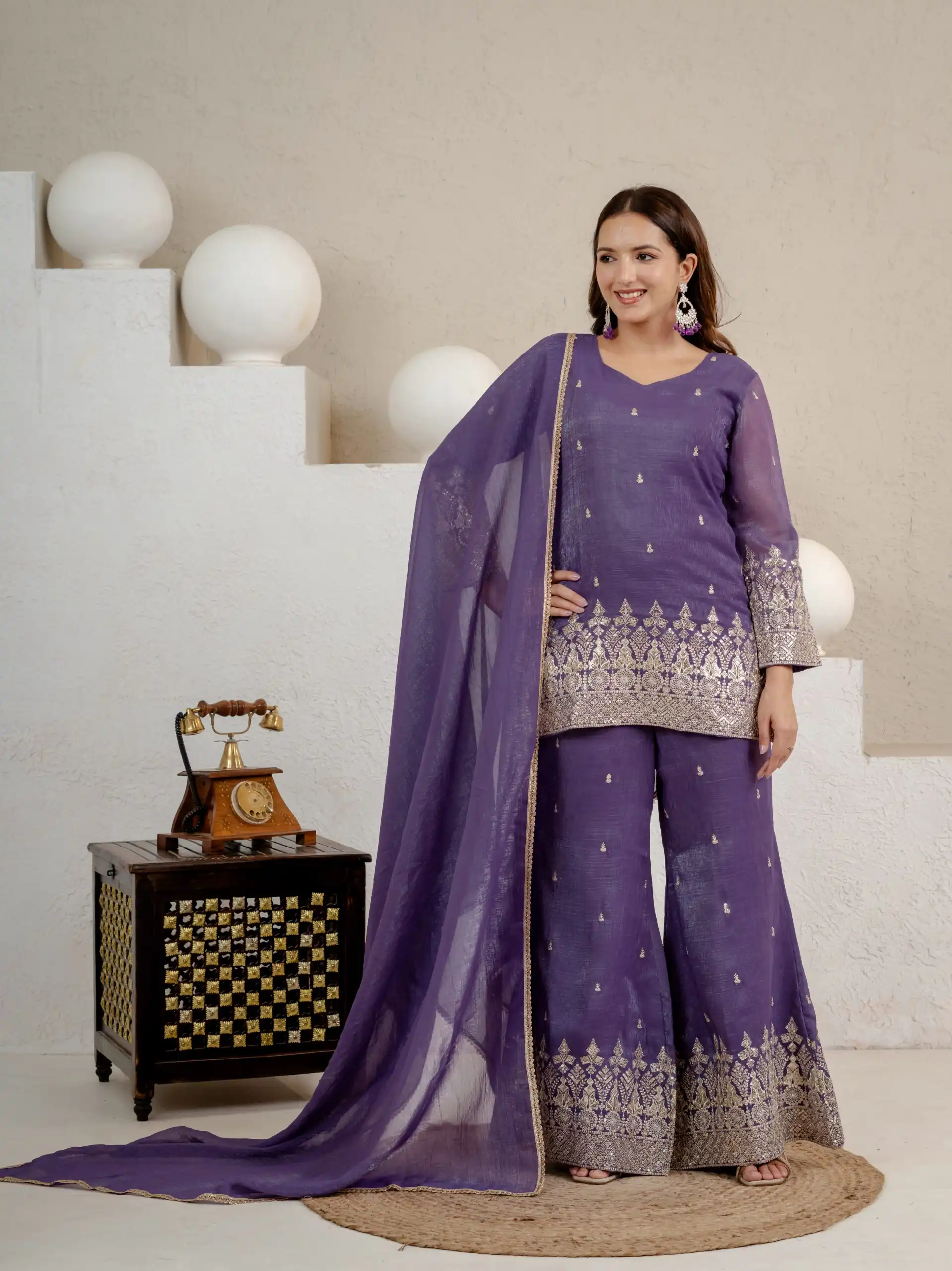 MD 3103 Lavender Crunchy Silk Salwar Suit with Embroidery Work & Sequins Work. Exclusive Offer ₹2399. Delivery 4-6 Working Days. Shop now. | Jump Suits, Salwar suit, Casual Suits, Creative suits, Designer Suits, Palazzo Suits, Party Wear Suits, Patiala Suits, Straight Suits