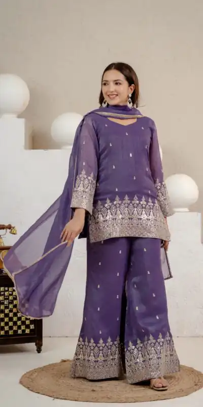 MD 3103 Lavender Crunchy Silk Salwar Suit with Embroidery Work & Sequins Work. Exclusive Offer ₹2399. Delivery 4-6 Working Days. Shop now. | Jump Suits, Salwar suit, Casual Suits, Creative suits, Designer Suits, Palazzo Suits, Party Wear Suits, Patiala Suits, Straight Suits