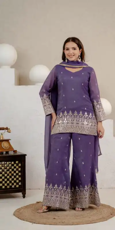 MD 3103 Lavender Crunchy Silk Salwar Suit with Embroidery Work & Sequins Work. Exclusive Offer ₹2399. Delivery 4-6 Working Days. Shop now. | Jump Suits, Salwar suit, Casual Suits, Creative suits, Designer Suits, Palazzo Suits, Party Wear Suits, Patiala Suits, Straight Suits