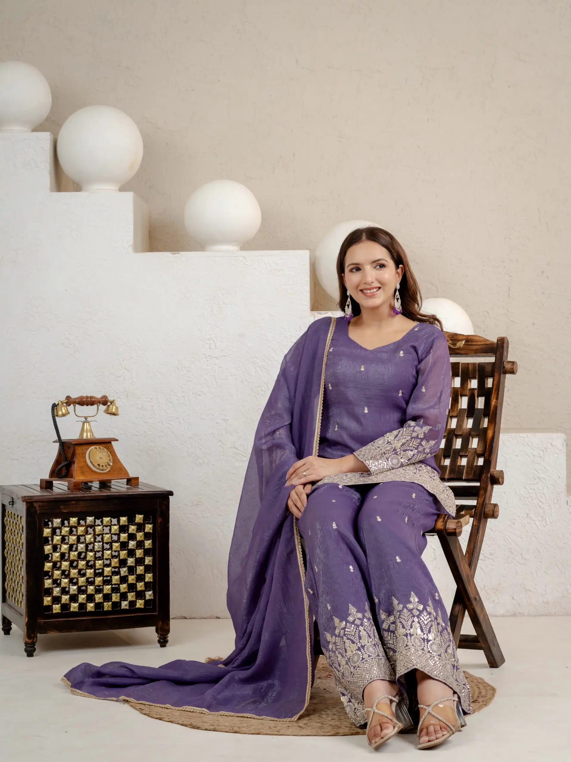 MD 3103 Lavender Crunchy Silk Salwar Suit with Embroidery Work & Sequins Work. Exclusive Offer ₹2399. Delivery 4-6 Working Days. Shop now. | Jump Suits, Salwar suit, Casual Suits, Creative suits, Designer Suits, Palazzo Suits, Party Wear Suits, Patiala Suits, Straight Suits