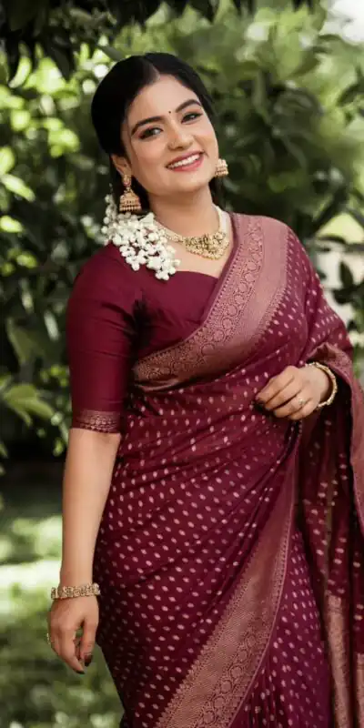 KPR 265 Maroon Soft Lichi Silk Saree with Lace Work & Lace Border. Introductory Price ₹1349. Delivery 4-6 Working Days. Shop now. | Designer Sarees, Modern Digital sarees, Sarees, Bollywood Sarees, Creative Sarees, Embroidered Sarees, Ethnic Saree, Party Wear Sarees