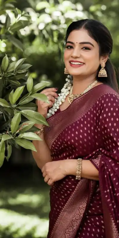 KPR 265 Maroon Soft Lichi Silk Saree with Lace Work & Lace Border. Introductory Price ₹1349. Delivery 4-6 Working Days. Shop now. | Designer Sarees, Modern Digital sarees, Sarees, Bollywood Sarees, Creative Sarees, Embroidered Sarees, Ethnic Saree, Party Wear Sarees