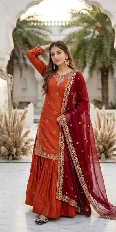 MT 1080 Orange Fandy Silk Lehenga Choli. Perfect for Wedding, Party, Engagement, Reception, Haldi – Available at ₹2399 only. Delivery 4-6 Working Da | Lehenga, Bollywood Lehenga, Creative Lehenga, Designer Lehenga, Embroidered Lehenga, Party Wear Lehenga