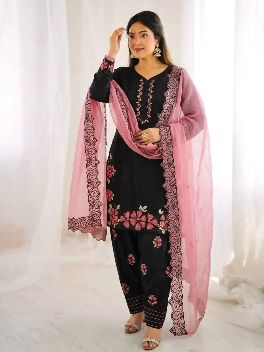 SR 1709 Pink Color Roman Silk Salwar Suit with Embroidery Work. Available at ₹2399 only. Delivery 4-6 Working Days. Shop now. | Jump Suits, Salwar suit, Casual Suits, Creative suits, Designer Suits, Palazzo Suits, Party Wear Suits, Patiala Suits, Straight Suits
