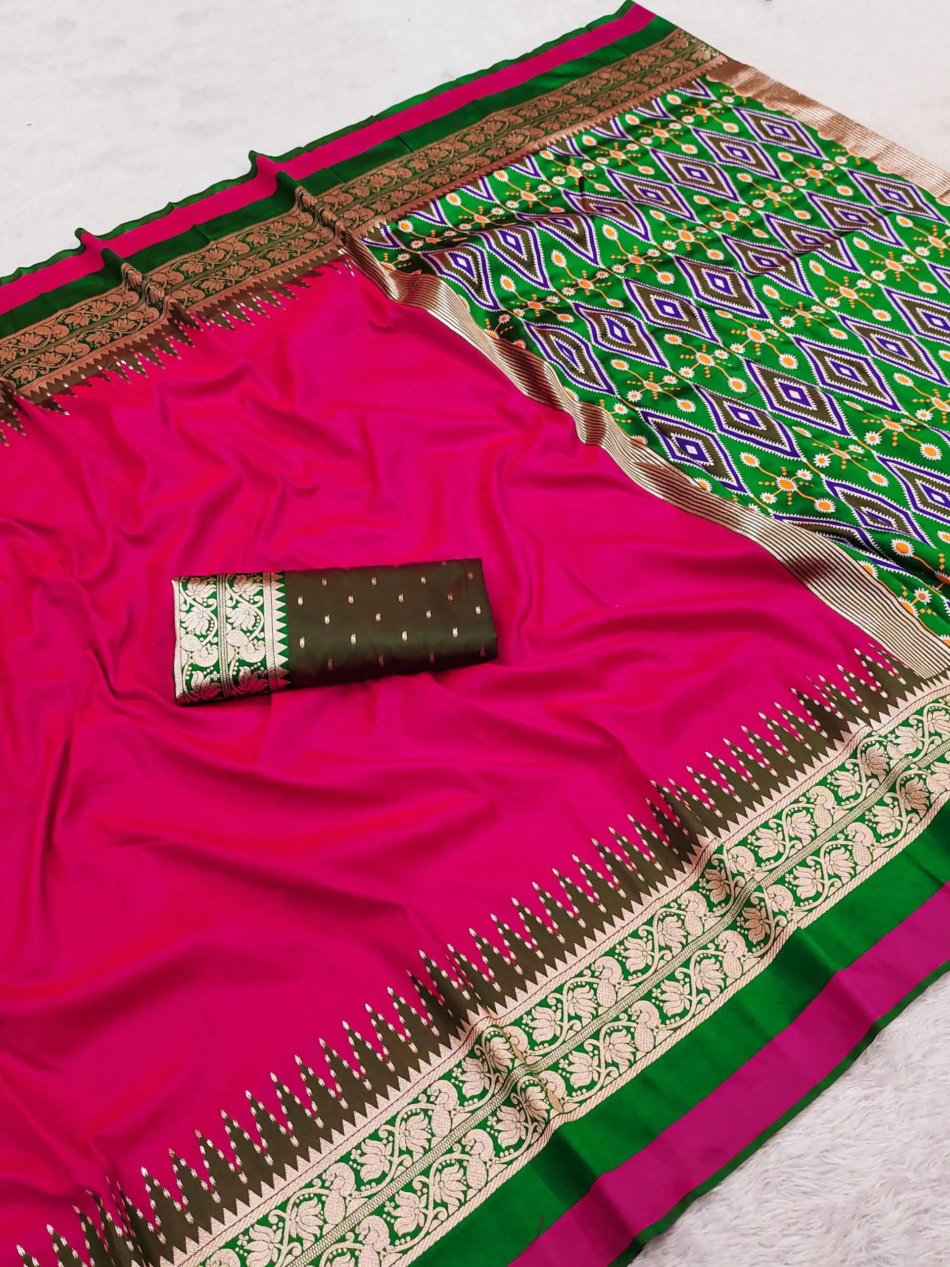 MB 261 Pink | Purple Soft Crafted Saree with Moti Work & Zari Work. Now at just ₹1999. Delivery 4-6 Working Days. Shop now. | Designer Sarees, Modern Digital sarees, Sarees, Bollywood Sarees, Creative Sarees, Embroidered Sarees, Ethnic Saree, Party Wear Sarees