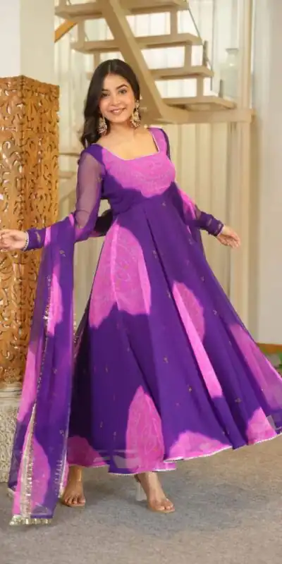 KD 1635 Purple | Faux Georgette Salwar Suit with Lace Work & Digital Print. Introductory Price ₹2399. Delivery 4-6 Working Days. Shop now. | Anarkali Suits, Bollywood Anarkali, Creative-Anarkali, Designer Anarkali, Embroidered Anarkali, Party Wear Anarkali, Salwar suit