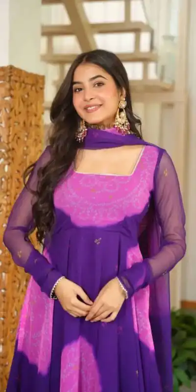 KD 1635 Purple | Faux Georgette Salwar Suit with Lace Work & Digital Print. Introductory Price ₹2399. Delivery 4-6 Working Days. Shop now. | Anarkali Suits, Bollywood Anarkali, Creative-Anarkali, Designer Anarkali, Embroidered Anarkali, Party Wear Anarkali, Salwar suit