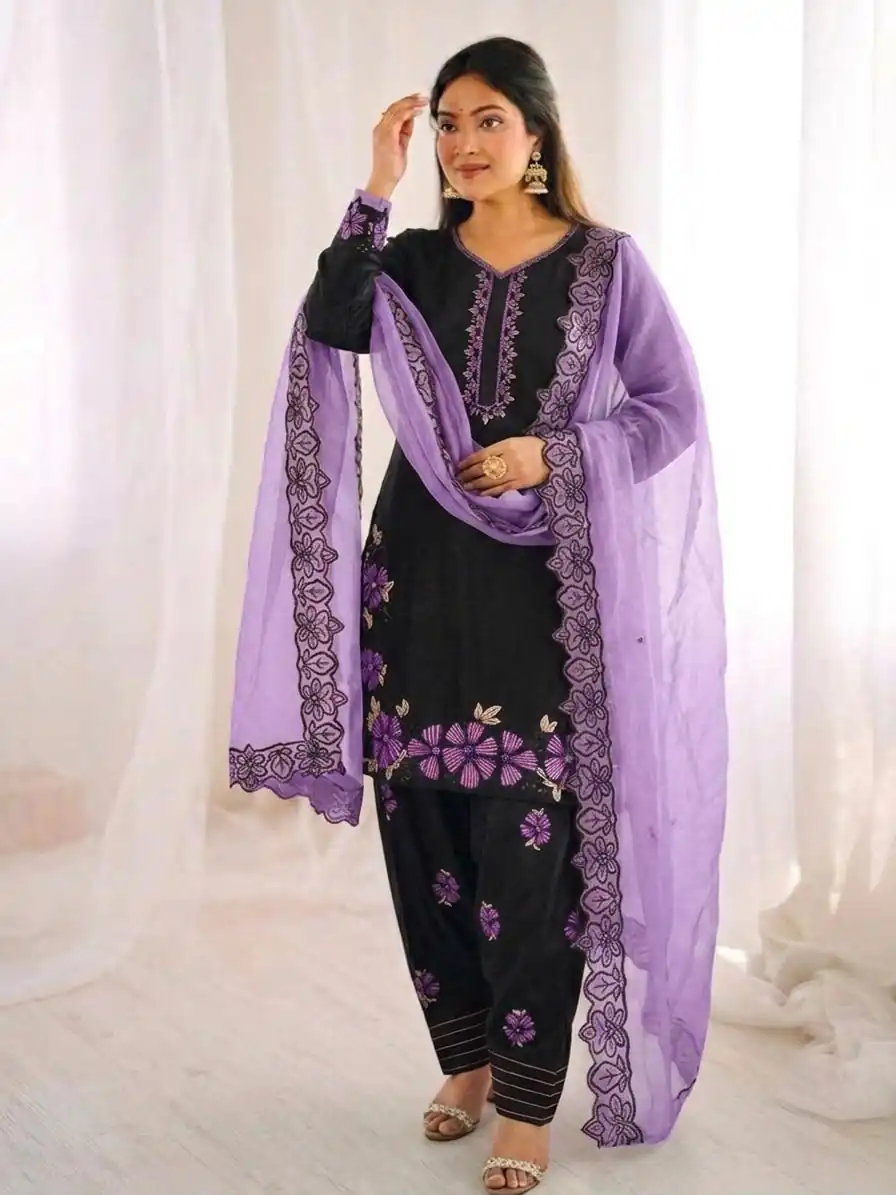 SR 1709 Purple Color Roman Silk Salwar Suit with Embroidery Work. Available at ₹2399 only. Delivery 4-6 Working Days. Shop now. | Jump Suits, Salwar suit, Casual Suits, Creative suits, Designer Suits, Palazzo Suits, Party Wear Suits, Patiala Suits, Straight Suits