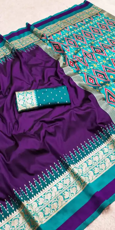 MB 261 Purple | Purple Soft Crafted Saree with Moti Work & Zari Work. Now at just ₹1999. Delivery 4-6 Working Days. Shop now. | Designer Sarees, Modern Digital sarees, Sarees, Bollywood Sarees, Creative Sarees, Embroidered Sarees, Ethnic Saree, Party Wear Sarees