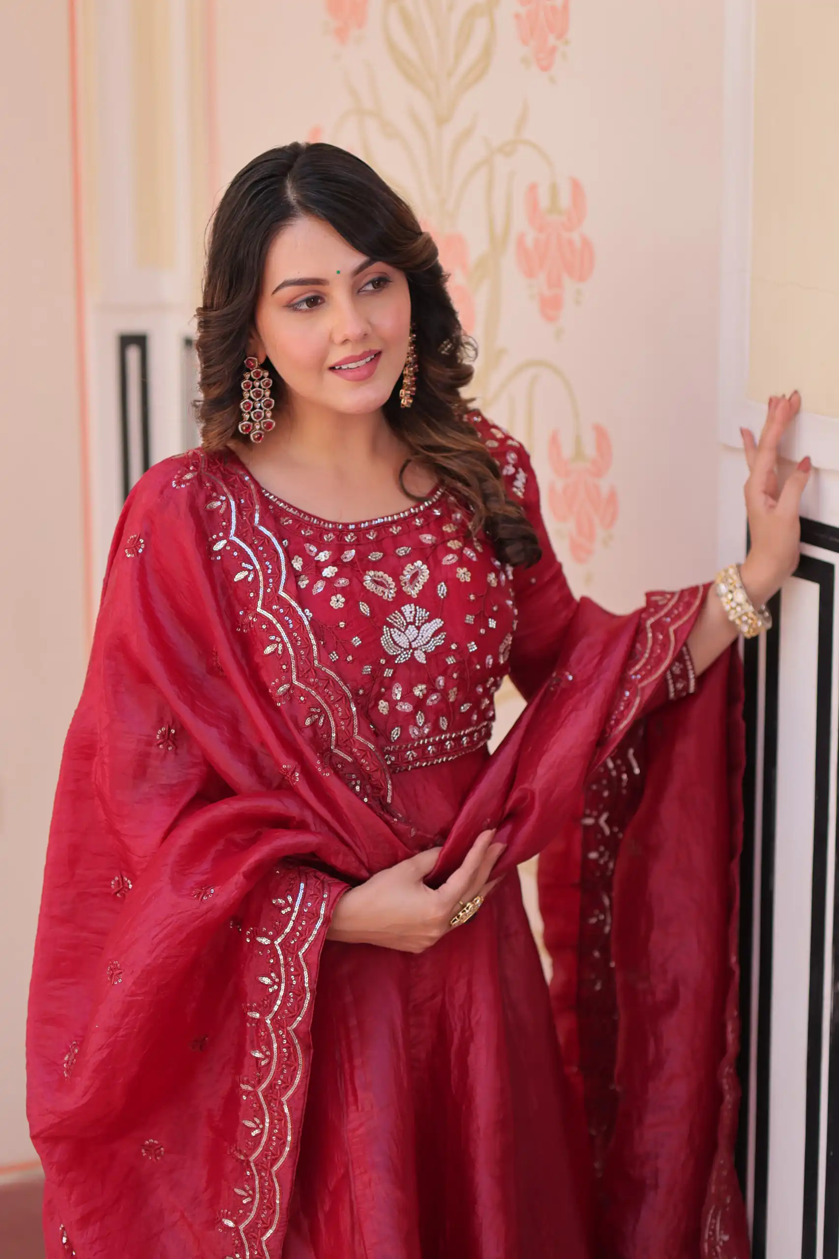 KA 1230 Red in Gold Crush Zari Work & Embroidery Work Gown . Affordable Price ₹1999. Delivery 4-6 Working Days. Shop now. | Gowns, Bollywood Gowns, Creative Gowns, Designer Gowns, Embroidered Gowns, Party Wear Gowns