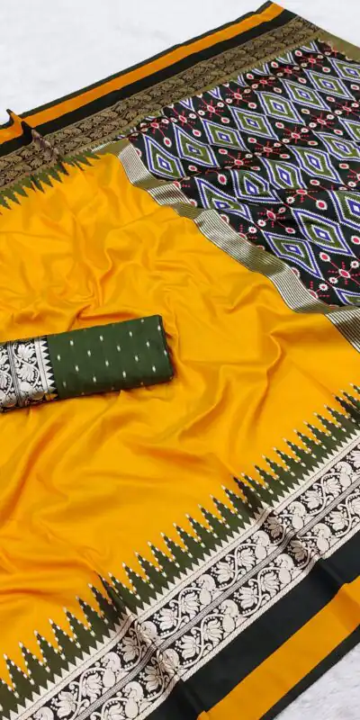 MB 261 Yellow | Purple Soft Crafted Saree with Moti Work & Zari Work. Now at just ₹1999. Delivery 4-6 Working Days. Shop now. | Designer Sarees, Modern Digital sarees, Sarees, Bollywood Sarees, Creative Sarees, Embroidered Sarees, Ethnic Saree, Party Wear Sarees