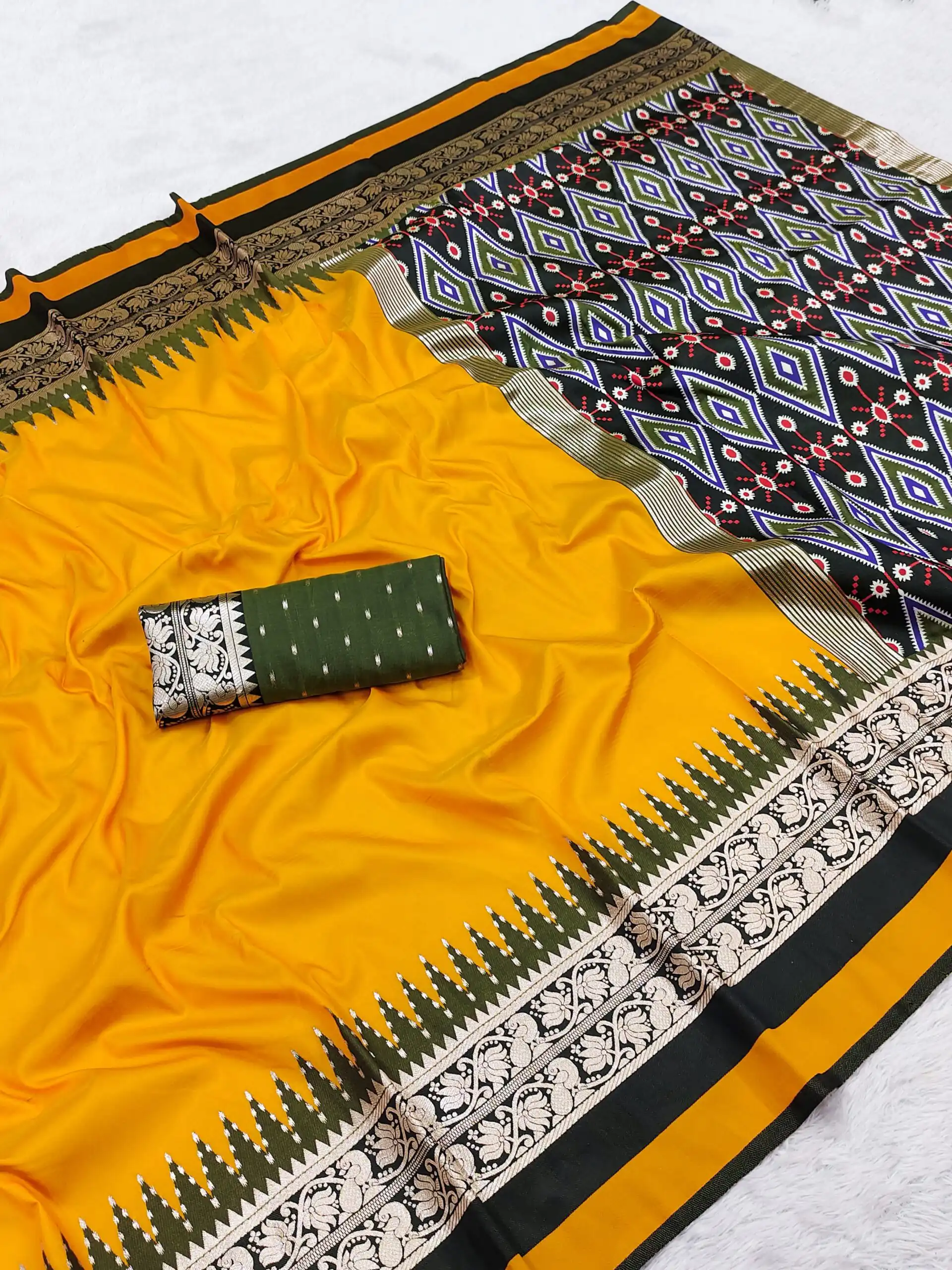 MB 261 Yellow | Purple Soft Crafted Saree with Moti Work & Zari Work. Now at just ₹1999. Delivery 4-6 Working Days. Shop now. | Designer Sarees, Modern Digital sarees, Sarees, Bollywood Sarees, Creative Sarees, Embroidered Sarees, Ethnic Saree, Party Wear Sarees