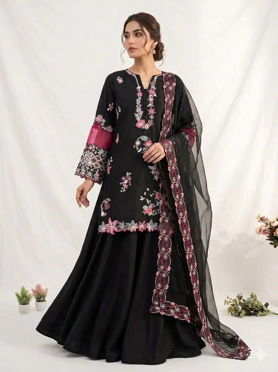 LG 2116 Black Crape Silk with Embroidery Work Salwar Suit . Introductory Price ₹2149. Delivery 4-6 Working Days. Shop now. | Jump Suits, Salwar suit, Casual Suits, Creative suits, Designer Suits, Palazzo Suits, Party Wear Suits, Patiala Suits, Straight Suits