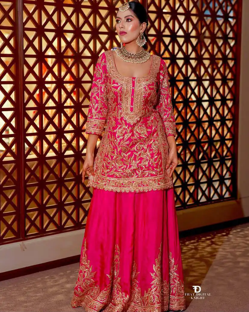 ZD 10095 Pink | Pink Chinon Silk Salwar Suit with Sequins Work & Embroidery Work. Exclusive Offer ₹2449. Delivery 4-6 Working Days. Shop now. | Jump Suits, Salwar suit, Casual Suits, Creative suits, Designer Suits, Palazzo Suits, Party Wear Suits, Patiala Suits, Straight Suits