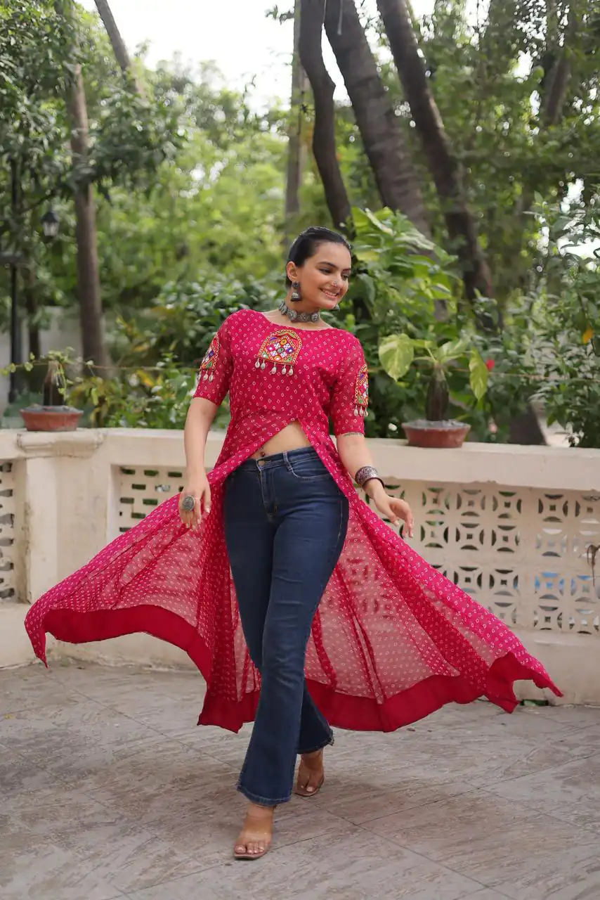 KA 1193 Pink Fox Georgette Kurti with Lace Work & Mirror Work. Affordable Price ₹1619. Delivery 4-6 Working Days. Shop now. | Kurti, Bollywood Kurti, Creative Kurtis, Designer Kurti, Party Wear Kurti, Selfie Kurti