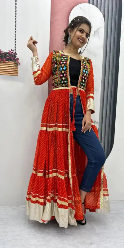 PC N48 Red | Fox Georgette Kurti with Lace Work & Mirror Work. Affordable Price ₹2149. Delivery 4-6 Working Days. Shop now. | Kurti, Bollywood Kurti, Creative Kurtis, Designer Kurti, Party Wear Kurti, Selfie Kurti
