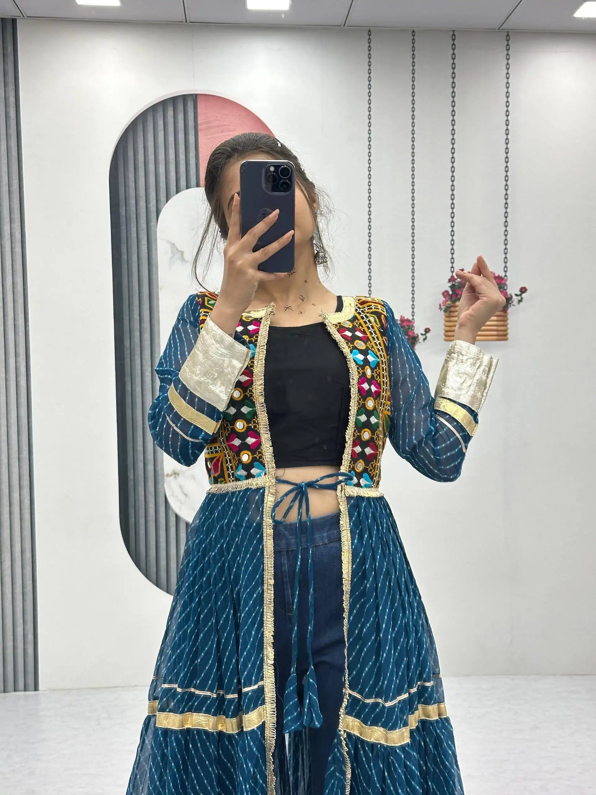 PC N48 Teal | Fox Georgette Kurti with Lace Work & Mirror Work. Affordable Price ₹2149. Delivery 4-6 Working Days. Shop now. | Kurti, Bollywood Kurti, Creative Kurtis, Designer Kurti, Party Wear Kurti, Selfie Kurti