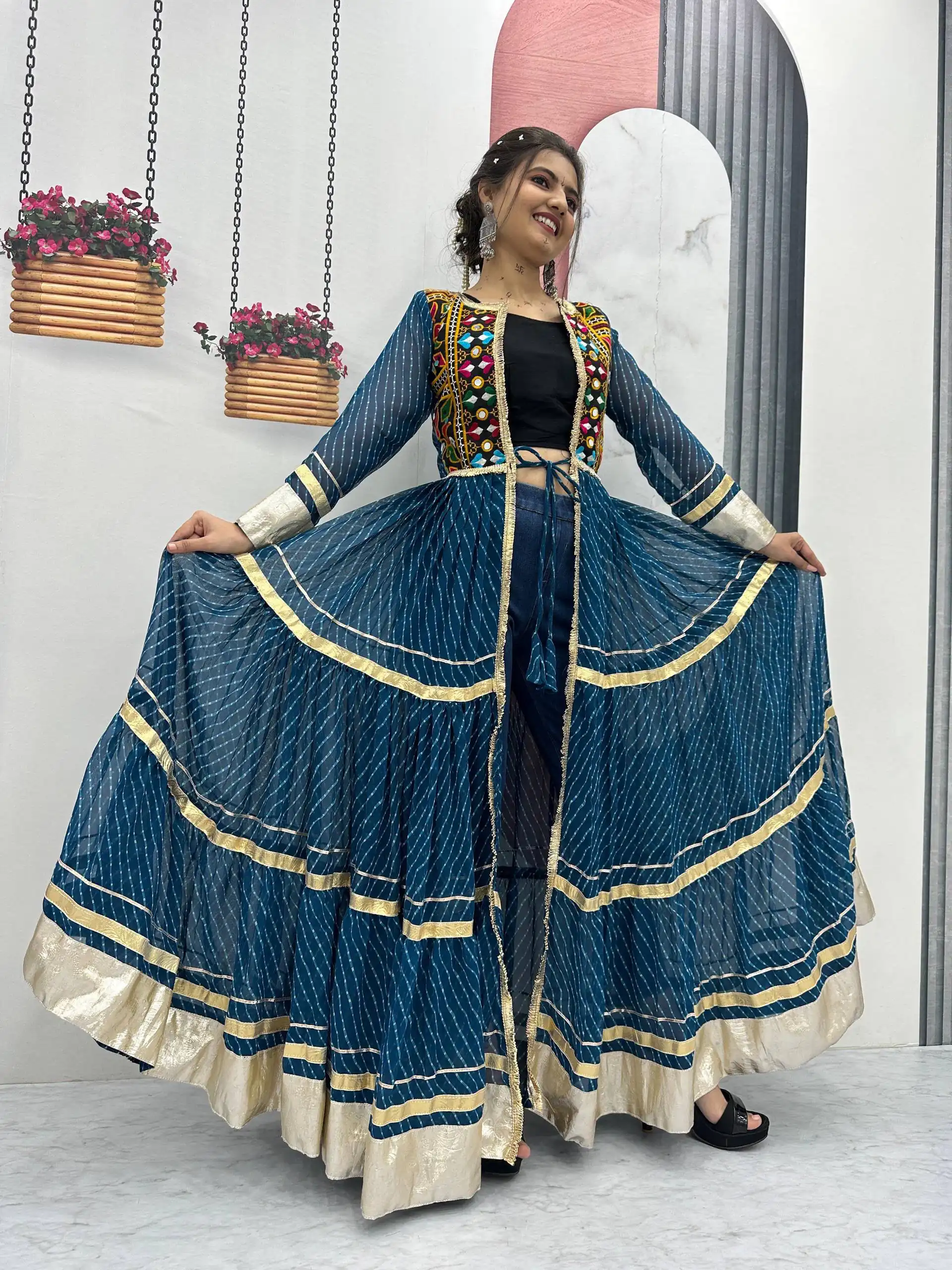 PC N48 Teal | Fox Georgette Kurti with Lace Work & Mirror Work. Affordable Price ₹2149. Delivery 4-6 Working Days. Shop now. | Kurti, Bollywood Kurti, Creative Kurtis, Designer Kurti, Party Wear Kurti, Selfie Kurti