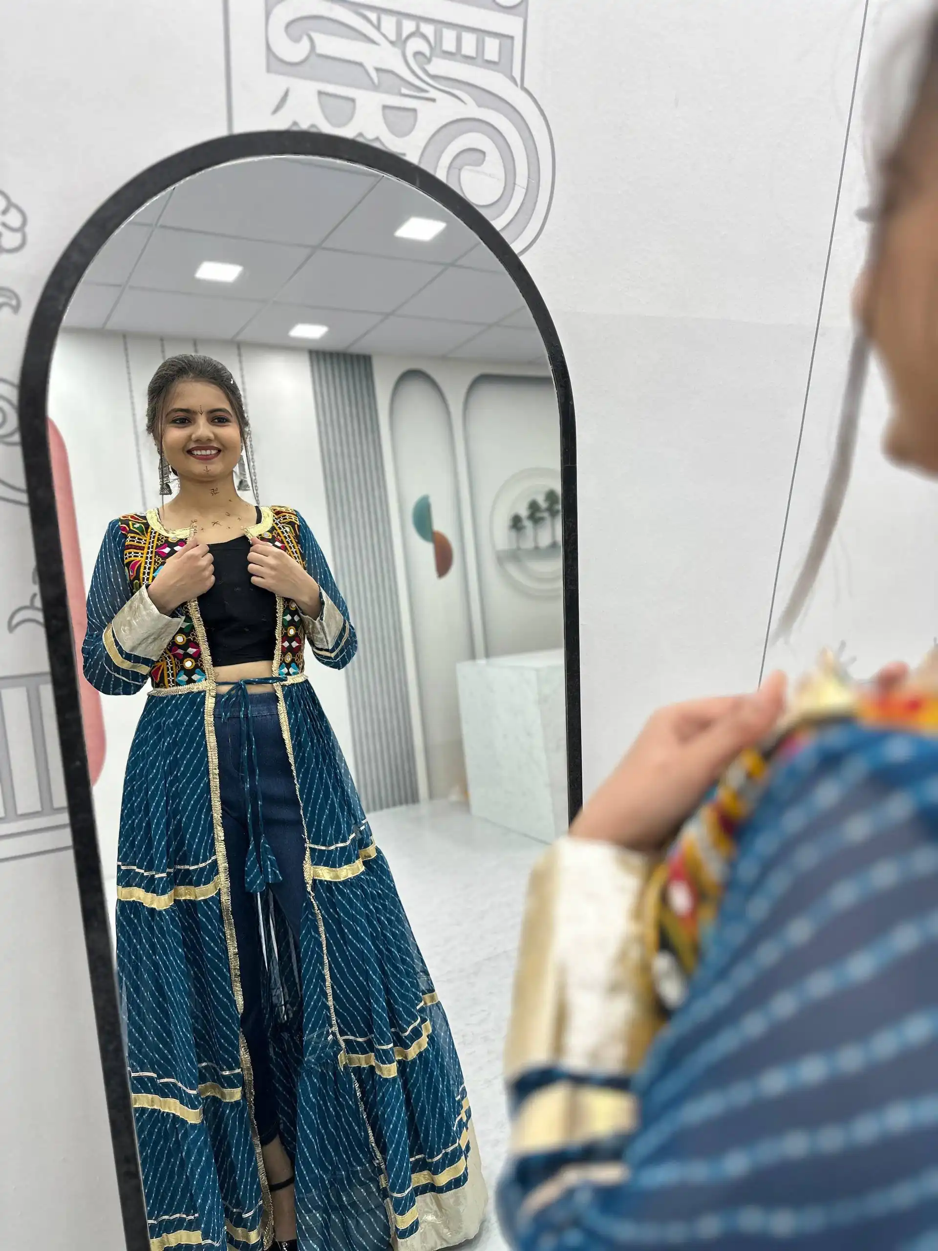 PC N48 Teal | Fox Georgette Kurti with Lace Work & Mirror Work. Affordable Price ₹2149. Delivery 4-6 Working Days. Shop now. | Kurti, Bollywood Kurti, Creative Kurtis, Designer Kurti, Party Wear Kurti, Selfie Kurti