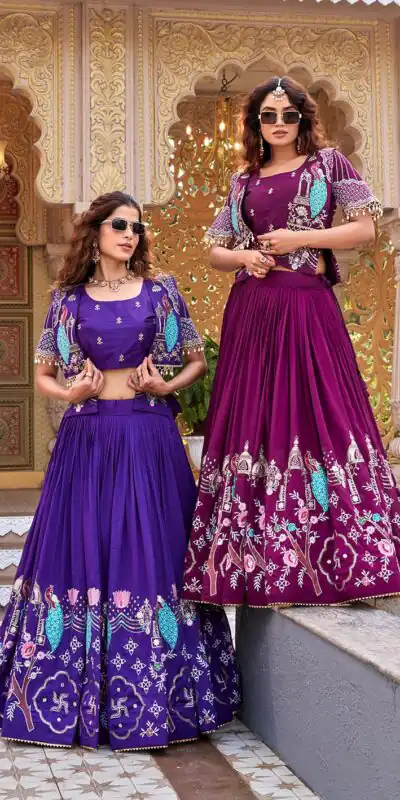Ram 177 Purple in Color Vichitra Silk Embroidery Work Lehenga Choli . Now at just ₹3049. Delivery 4-6 Working Days. Shop now. | Lehenga, Bollywood Lehenga, Creative Lehenga, Designer Lehenga, Embroidered Lehenga, Party Wear Lehenga