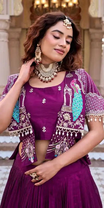 Ram 177 Wine in Color Vichitra Silk Embroidery Work Lehenga Choli . Now at just ₹3049. Delivery 4-6 Working Days. Shop now. | Lehenga, Bollywood Lehenga, Creative Lehenga, Designer Lehenga, Embroidered Lehenga, Party Wear Lehenga