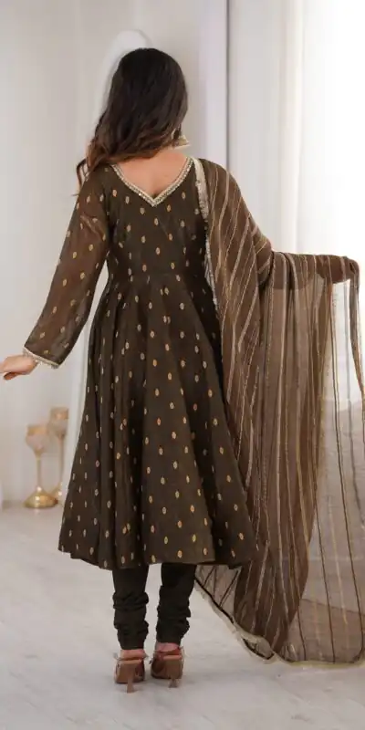 ZF 5021 Brown in Crunchy Silk Embroidery Work & Lace Work Gown . Special Price ₹2099. Delivery 4-6 Working Days. Shop now. | Gowns, Bollywood Gowns, Creative Gowns, Designer Gowns, Embroidered Gowns, Party Wear Gowns
