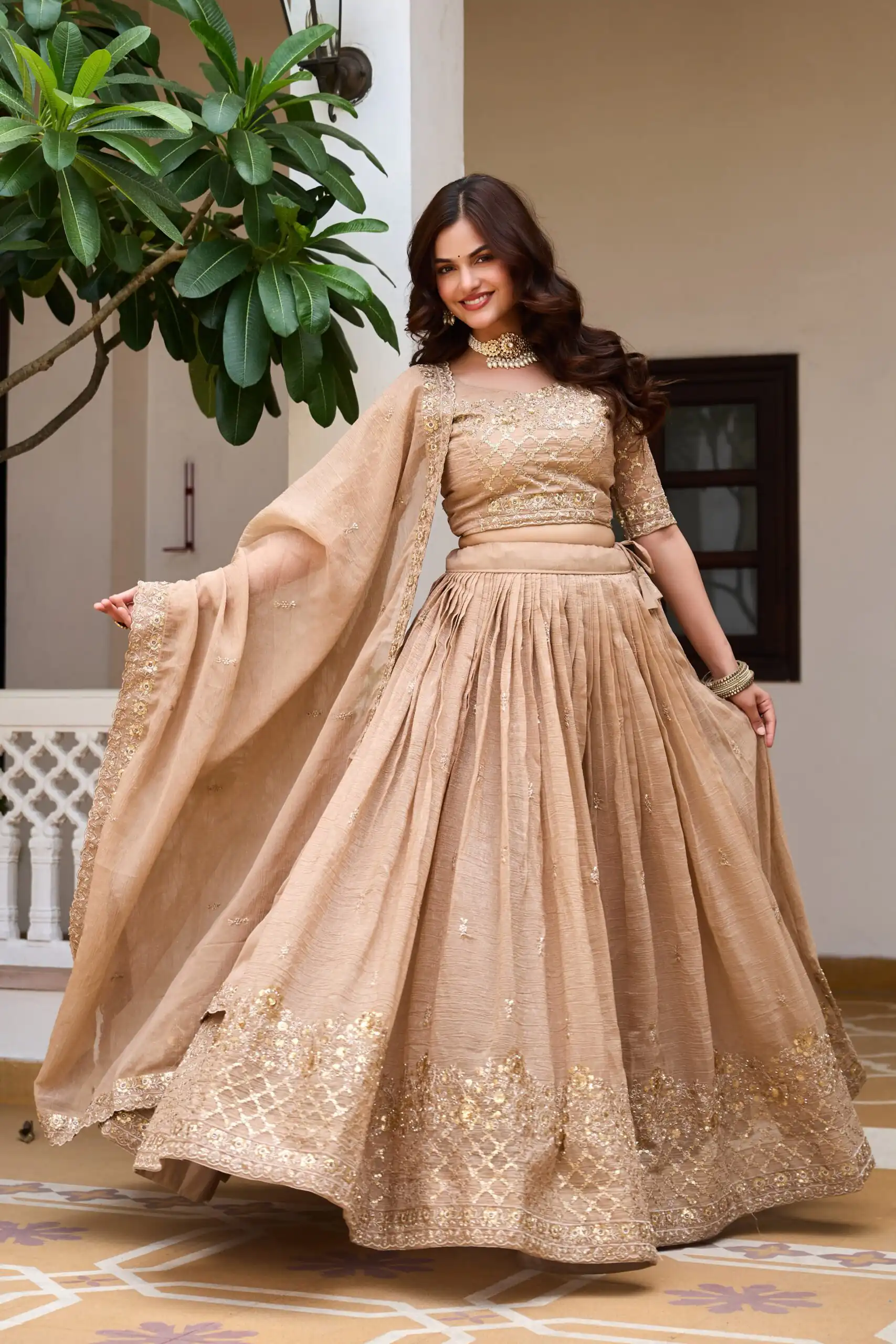 Ram 180 Chiku Pure Crunchy Lehenga Choli Perfect for Wedding, Party, Baisakhi, Pongal, Sangeet – . Now at just ₹2549. Delivery 4-6 Working Days. Shop | Lehenga, Bollywood Lehenga, Creative Lehenga, Designer Lehenga, Embroidered Lehenga, Party Wear Lehenga