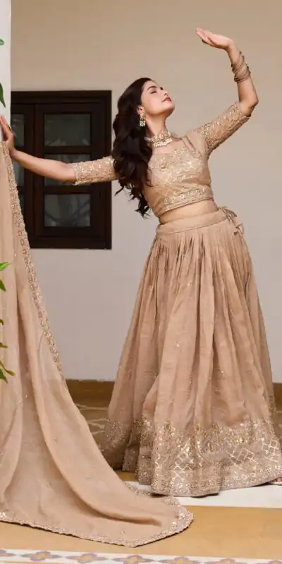 Ram 180 Chiku Pure Crunchy Lehenga Choli Perfect for Wedding, Party, Baisakhi, Pongal, Sangeet – . Now at just ₹2549. Delivery 4-6 Working Days. Shop | Lehenga, Bollywood Lehenga, Creative Lehenga, Designer Lehenga, Embroidered Lehenga, Party Wear Lehenga