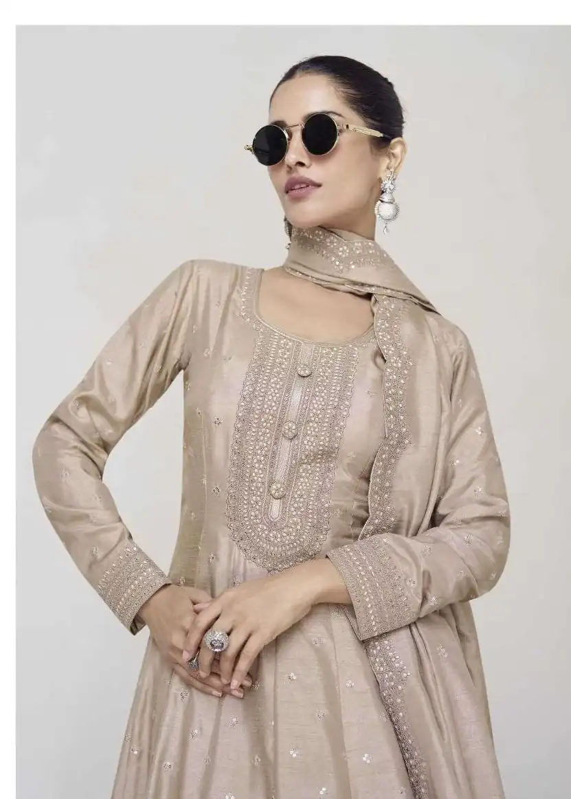 FC 10011 Cream Vichitra Silk Gown Perfect for Wedding, Party, Holi, Anniversary, Mehendi –. Grab it for ₹2649. Delivery 4-6 Working Days. Shop now. | Gowns, Bollywood Gowns, Creative Gowns, Designer Gowns, Embroidered Gowns, Party Wear Gowns