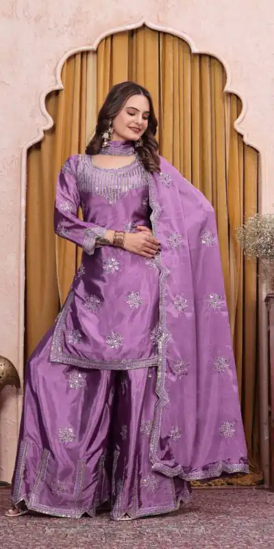 FE 142 Lavender in Chinon Embroidery Work & Sequins Work Salwar Suit . Special Price ₹2149. Delivery 4-6 Working Days. Shop now. | Jump Suits, Salwar suit, Casual Suits, Creative suits, Designer Suits, Palazzo Suits, Party Wear Suits, Patiala Suits, Straight Suits