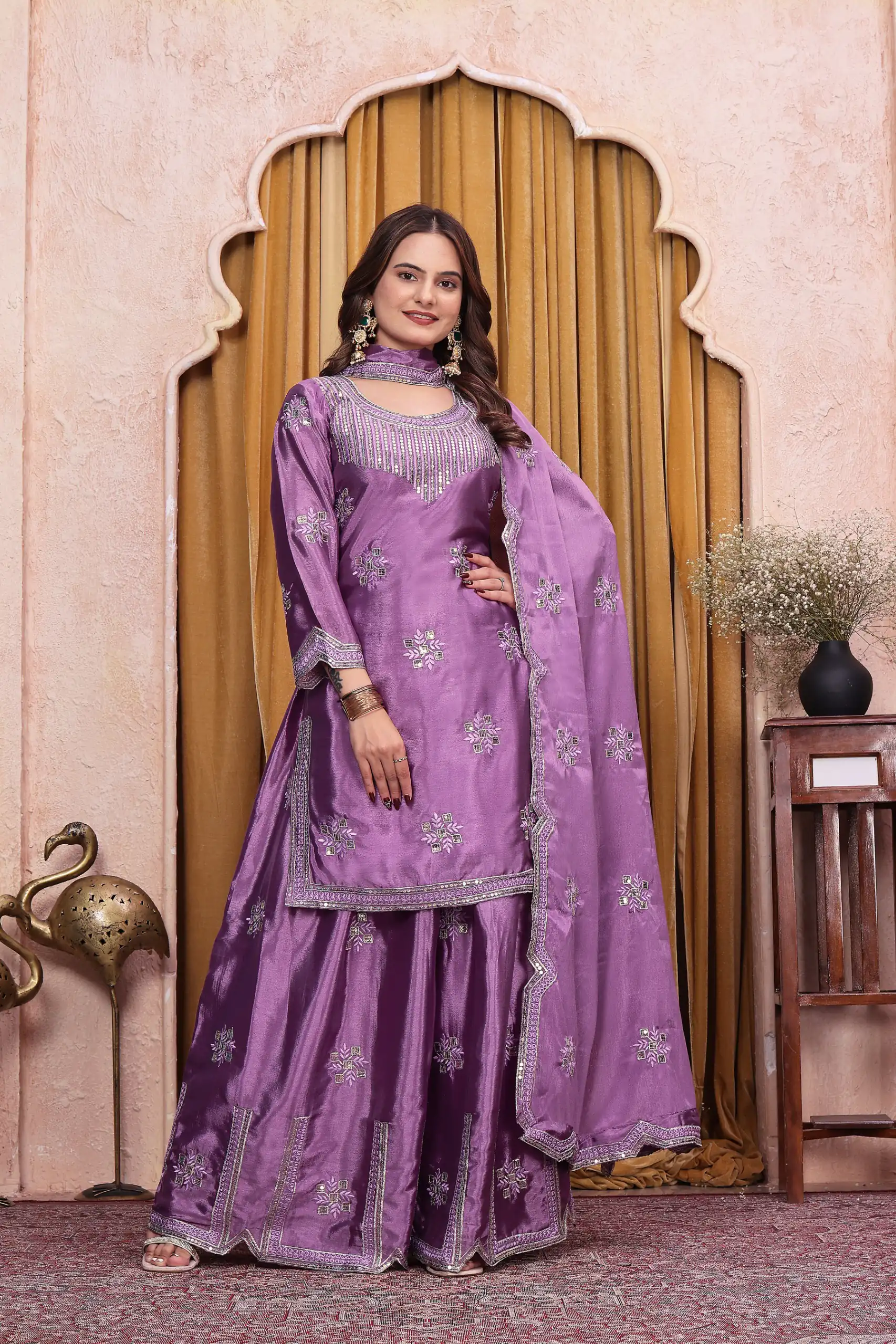 FE 142 Lavender in Chinon Embroidery Work & Sequins Work Salwar Suit . Special Price ₹2149. Delivery 4-6 Working Days. Shop now. | Jump Suits, Salwar suit, Casual Suits, Creative suits, Designer Suits, Palazzo Suits, Party Wear Suits, Patiala Suits, Straight Suits