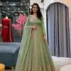 SSR 547 Pista in Crunchy Silk Embroidery Work & Lace Work Gown . Special Price ₹2399. Delivery 4-6 Working Days. Shop now. | Gowns, Bollywood Gowns, Creative Gowns, Designer Gowns, Embroidered Gowns, Party Wear Gowns