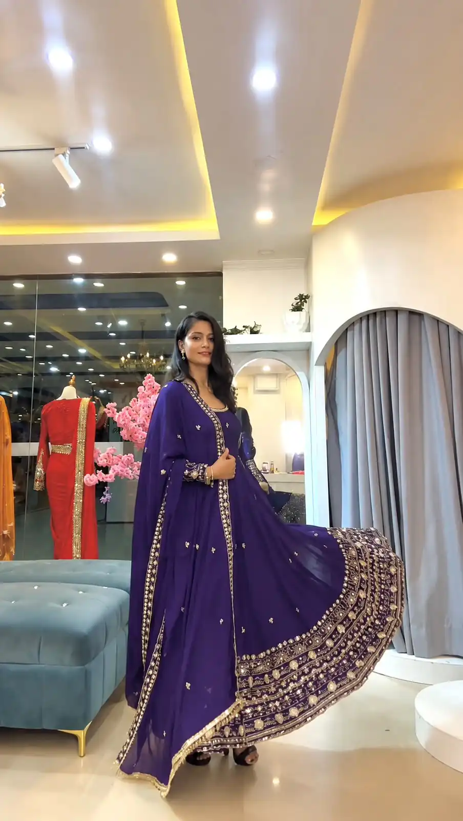 SSR 544 Purple in Crunchy Silk Embroidery Work & Lace Work Gown . Special Price ₹2399. Delivery 4-6 Working Days. Shop now. | Gowns, Bollywood Gowns, Creative Gowns, Designer Gowns, Embroidered Gowns, Party Wear Gowns