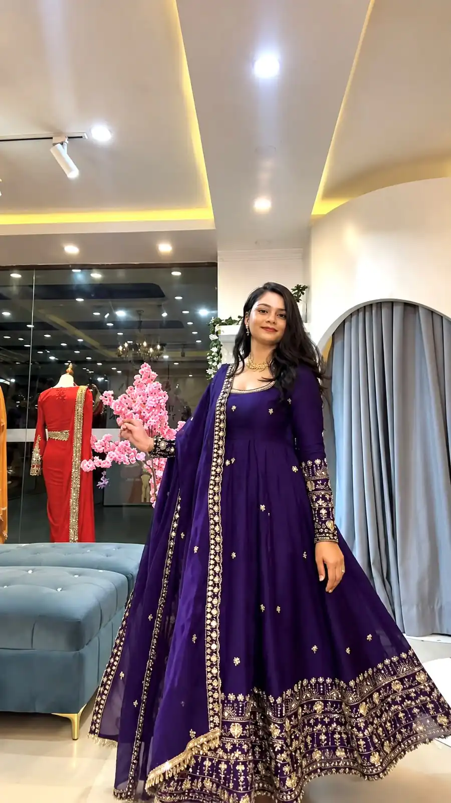 SSR 544 Purple in Crunchy Silk Embroidery Work & Lace Work Gown . Special Price ₹2399. Delivery 4-6 Working Days. Shop now. | Gowns, Bollywood Gowns, Creative Gowns, Designer Gowns, Embroidered Gowns, Party Wear Gowns