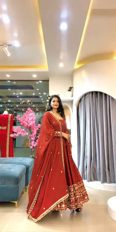 SSR 544 Red Color in Crunchy Silk Embroidery Work & Lace Work Gown . Special Price ₹2399. Delivery 4-6 Working Days. Shop now. | Gowns, Bollywood Gowns, Creative Gowns, Designer Gowns, Embroidered Gowns, Party Wear Gowns