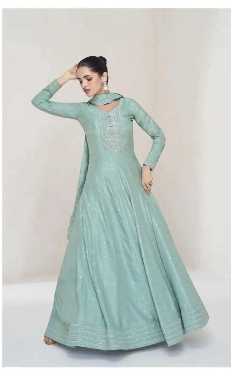 FC 10011 Sky Blue Vichitra Silk Gown Perfect for Wedding, Party, Holi, Anniversary, Mehendi –. Grab it for ₹2649. Delivery 4-6 Working Days. Shop now. | Gowns, Bollywood Gowns, Creative Gowns, Designer Gowns, Embroidered Gowns, Party Wear Gowns