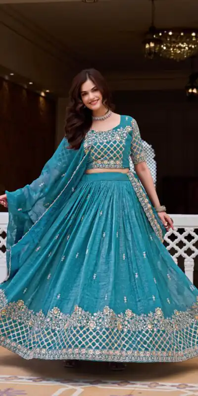 Ram 180 Teal Pure Crunchy Lehenga Choli Perfect for Wedding, Party, Baisakhi, Pongal, Sangeet – . Now at just ₹2549. Delivery 4-6 Working Days. Shop | Lehenga, Bollywood Lehenga, Creative Lehenga, Designer Lehenga, Embroidered Lehenga, Party Wear Lehenga