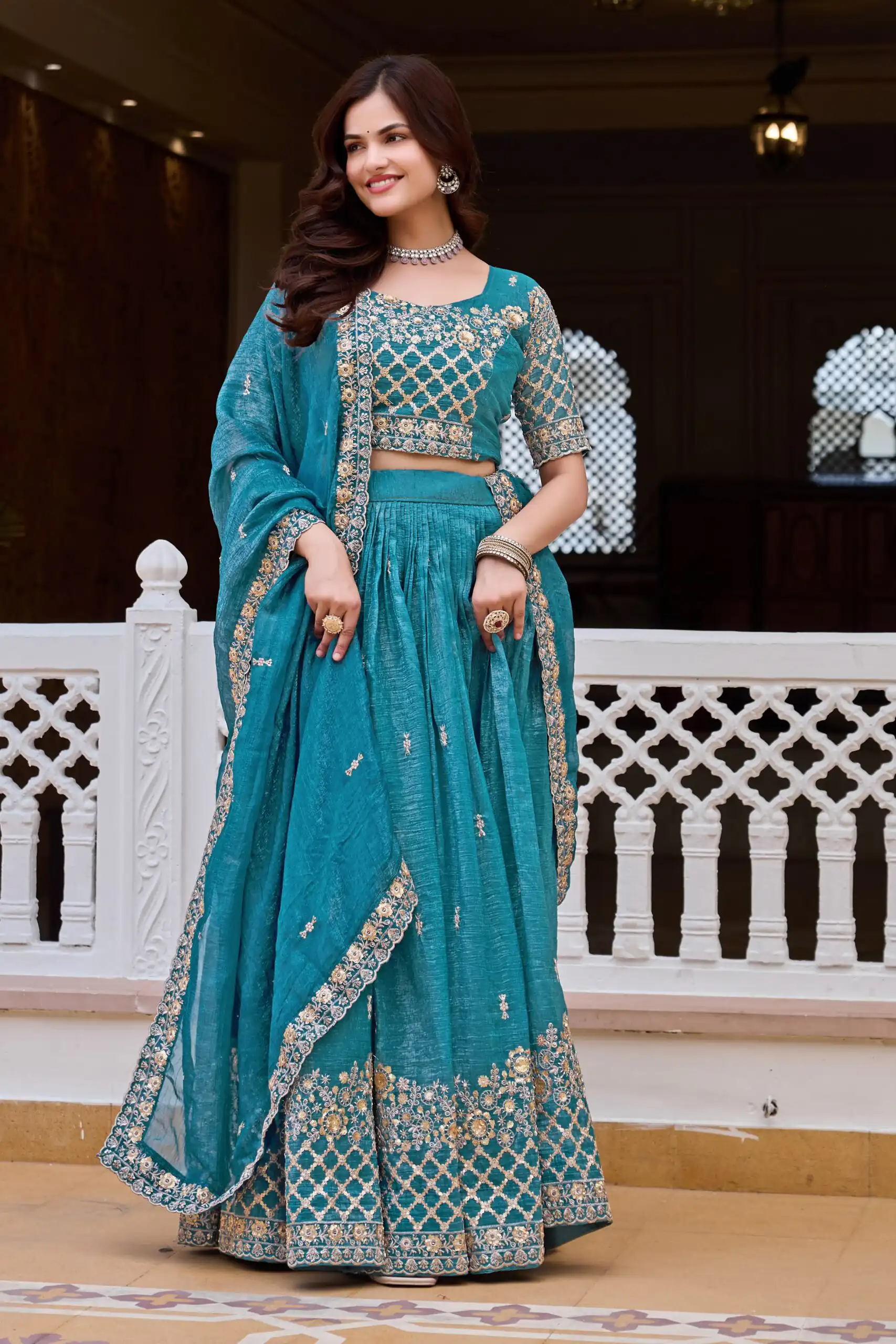 Ram 180 Teal Pure Crunchy Lehenga Choli Perfect for Wedding, Party, Baisakhi, Pongal, Sangeet – . Now at just ₹2549. Delivery 4-6 Working Days. Shop | Lehenga, Bollywood Lehenga, Creative Lehenga, Designer Lehenga, Embroidered Lehenga, Party Wear Lehenga
