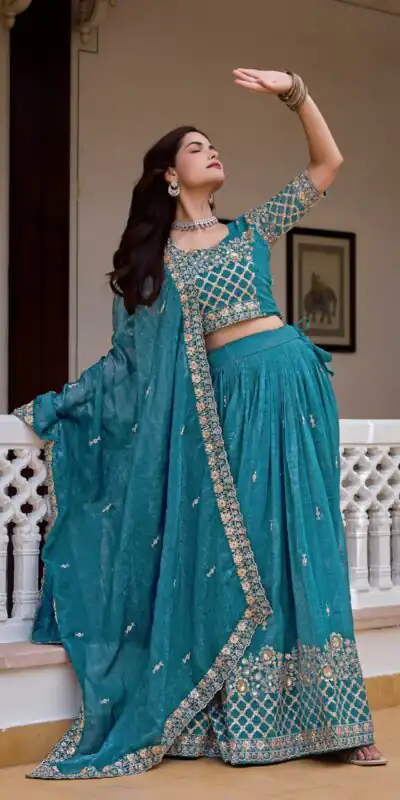Ram 180 Teal Pure Crunchy Lehenga Choli Perfect for Wedding, Party, Baisakhi, Pongal, Sangeet – . Now at just ₹2549. Delivery 4-6 Working Days. Shop | Lehenga, Bollywood Lehenga, Creative Lehenga, Designer Lehenga, Embroidered Lehenga, Party Wear Lehenga