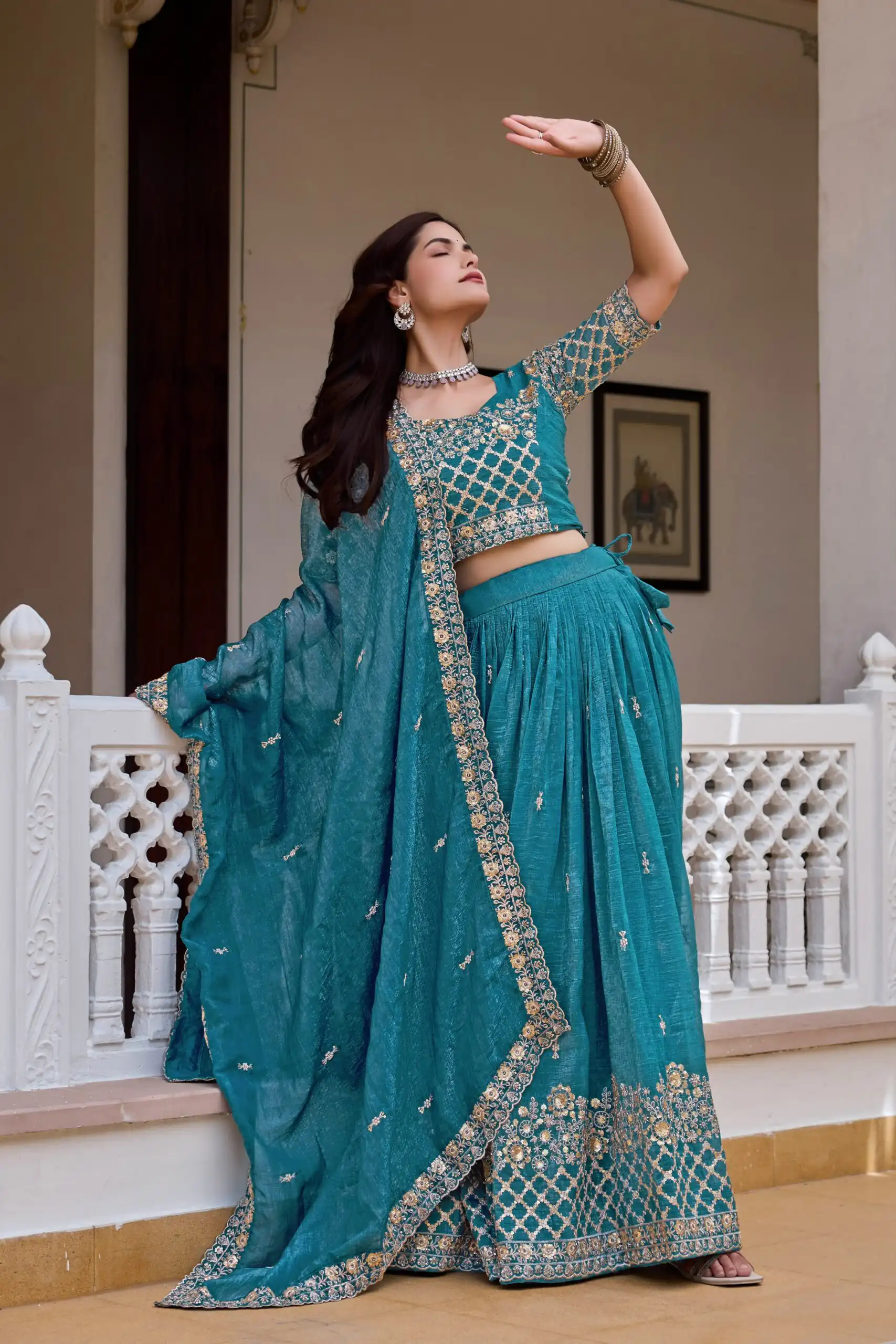 Ram 180 Teal Pure Crunchy Lehenga Choli Perfect for Wedding, Party, Baisakhi, Pongal, Sangeet – . Now at just ₹2549. Delivery 4-6 Working Days. Shop | Lehenga, Bollywood Lehenga, Creative Lehenga, Designer Lehenga, Embroidered Lehenga, Party Wear Lehenga