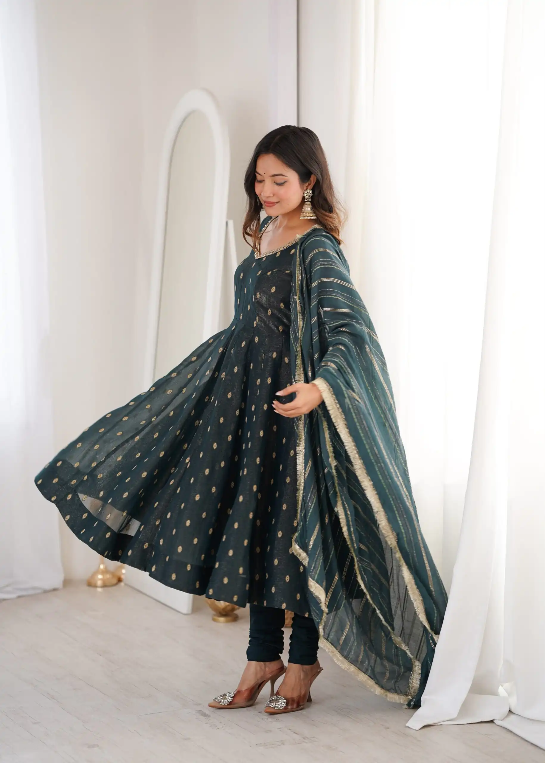 ZF 5021 Teal in Crunchy Silk Embroidery Work & Lace Work Gown . Special Price ₹2099. Delivery 4-6 Working Days. Shop now. | Gowns, Bollywood Gowns, Creative Gowns, Designer Gowns, Embroidered Gowns, Party Wear Gowns