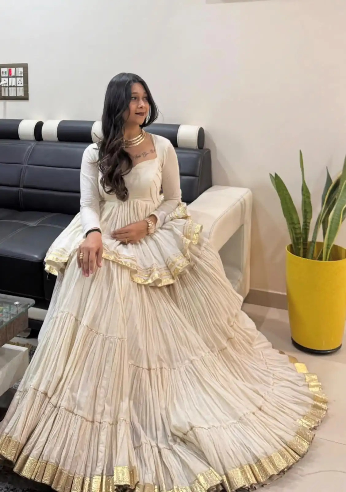 PC 586 White Color Pure Cotton Lehenga Choli with Cowrie Work. Festive Deal ₹2549. Delivery 4-6 Working Days. Online Shop now. | Lehenga, Bollywood Lehenga, Creative Lehenga, Designer Lehenga, Embroidered Lehenga, Party Wear Lehenga
