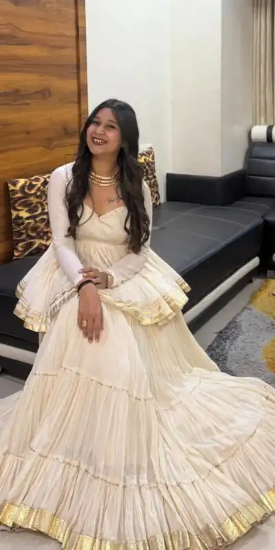 PC 586 White Color Pure Cotton Lehenga Choli with Cowrie Work. Festive Deal ₹2549. Delivery 4-6 Working Days. Online Shop now. | Lehenga, Bollywood Lehenga, Creative Lehenga, Designer Lehenga, Embroidered Lehenga, Party Wear Lehenga