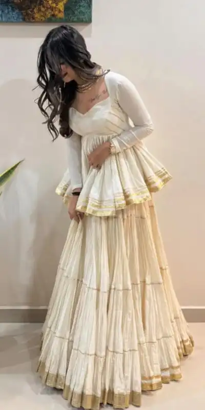 PC 586 White Color Pure Cotton Lehenga Choli with Cowrie Work. Festive Deal ₹2549. Delivery 4-6 Working Days. Online Shop now. | Lehenga, Bollywood Lehenga, Creative Lehenga, Designer Lehenga, Embroidered Lehenga, Party Wear Lehenga