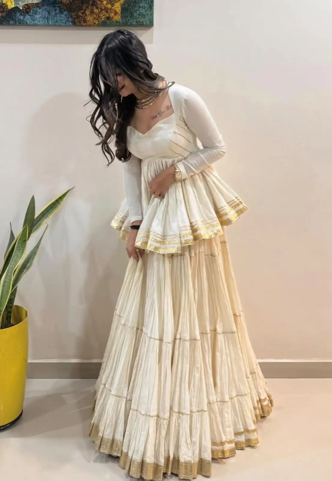 PC 586 White Color Pure Cotton Lehenga Choli with Cowrie Work. Festive Deal ₹2549. Delivery 4-6 Working Days. Online Shop now. | Lehenga, Bollywood Lehenga, Creative Lehenga, Designer Lehenga, Embroidered Lehenga, Party Wear Lehenga