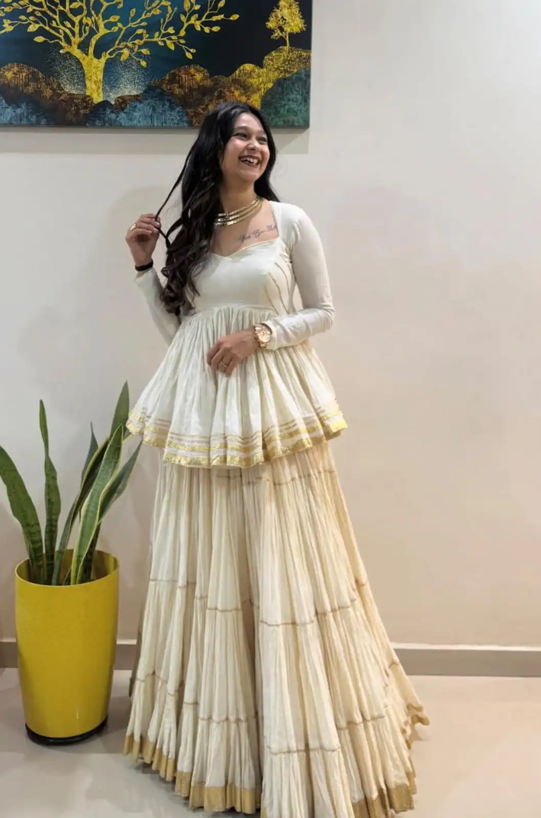 PC 586 White Color Pure Cotton Lehenga Choli with Cowrie Work. Festive Deal ₹2549. Delivery 4-6 Working Days. Online Shop now. | Lehenga, Bollywood Lehenga, Creative Lehenga, Designer Lehenga, Embroidered Lehenga, Party Wear Lehenga