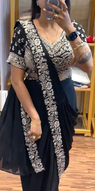 PST 1177 Black Chinon Saree erfect for Wedding, Party, Baisakhi, Bridal Wear, Onam – . Special Price ₹2099. Delivery 4-6 Working Days. Shop now. | Designer Sarees, Modern Digital sarees, Sarees, Bollywood Sarees, Creative Sarees, Embroidered Sarees, Ethnic Saree, Party Wear Sarees