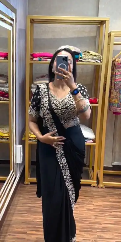 PST 1177 Black Chinon Saree erfect for Wedding, Party, Baisakhi, Bridal Wear, Onam – . Special Price ₹2099. Delivery 4-6 Working Days. Shop now. | Designer Sarees, Modern Digital sarees, Sarees, Bollywood Sarees, Creative Sarees, Embroidered Sarees, Ethnic Saree, Party Wear Sarees